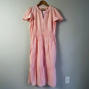 Loft Peach Striped Midi Dress XL